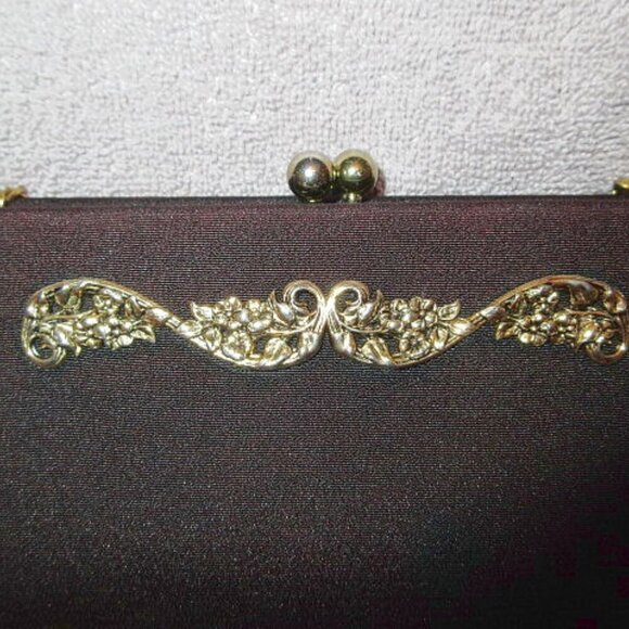 Vintage Baguette Clutch Purse Kisslock Filigree Chain Strap Old Money Regency - Picture 2 of 11